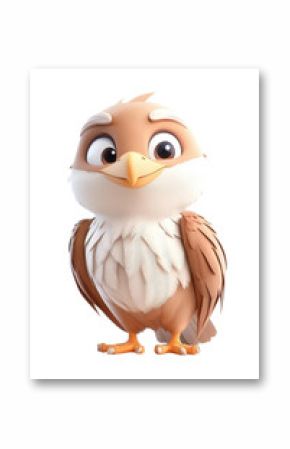 A 3D cartoon eagle character, isolate on white background, with exaggerated features and vibrant colors. cutout png