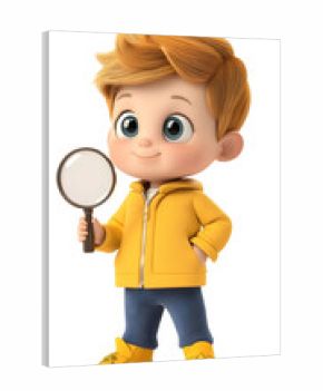 Child holding a magnifying glass