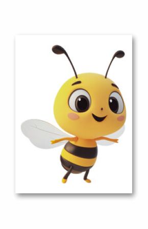 PNG Cheerful cartoon bee flying in a whimsical style