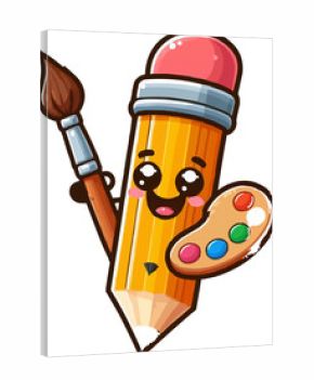 a cartoon drawing of a yellow smiley face paint brush.