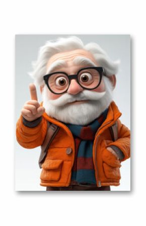 Cartoon dissatisfied elderly man shakes her finger, on a white background.