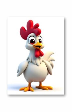 3d cartoon of a chicken, white isolated