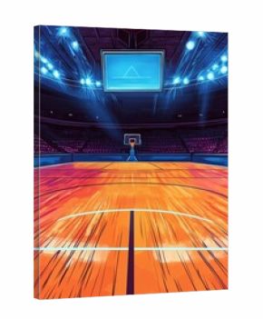 hand drawn cartoon of basketball court colourful background sport arena empty