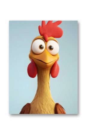 Charming 3D cartoon chicken in a farming style illustration AI Generated