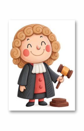 Illustration of a Cute, Professional Judge, happy and smile, isolated on a transparent background..