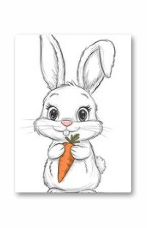 rabbit with carrot cartoon 