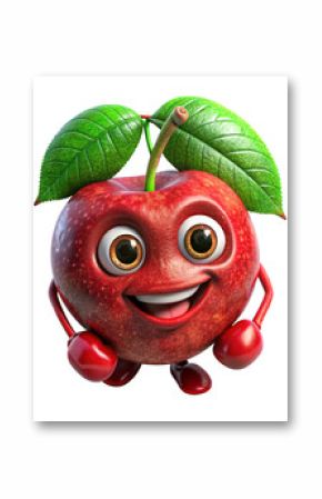 Cheerful cherry cartoon mascot standing still