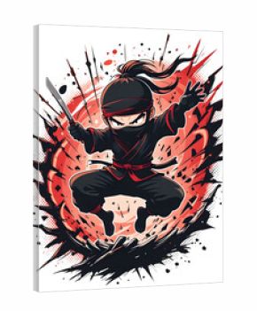 ninja warrior cartoon poised in an action stance