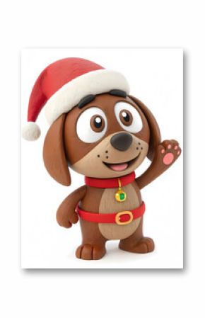 3d cartoon funny dog with santa hat