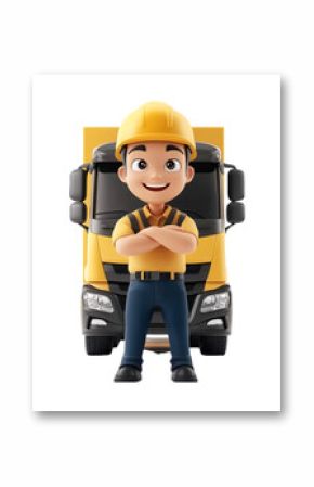 3D cartoon truck driver