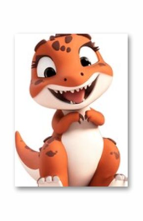Cute cartoon dinosaur with happy pose.