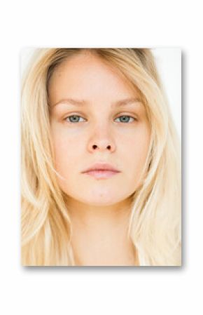 Portrait of a beautiful young woman on a white background