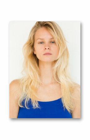 Portrait of a beautiful young woman on a white background