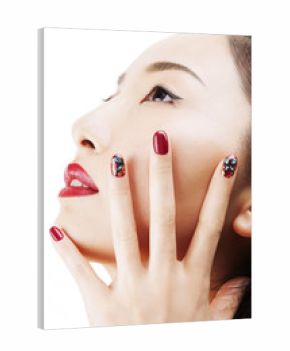 Asian model profile with professional make up and nailart