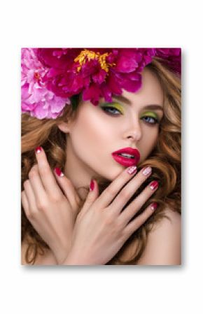 Young pretty girl with flower wreath