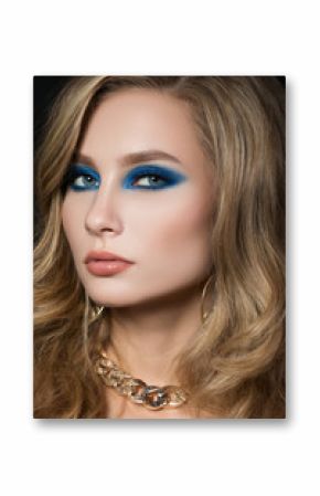 portrait of elegant woman with beautiful blonde hair and modern