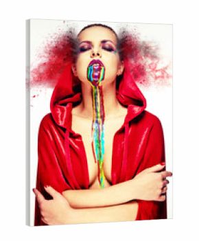 Woman with creative bright make-up, digitally altered image