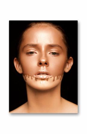 Beauty portrait with foundation makeup over face