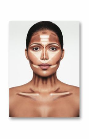 Professional contouring face makeup technique