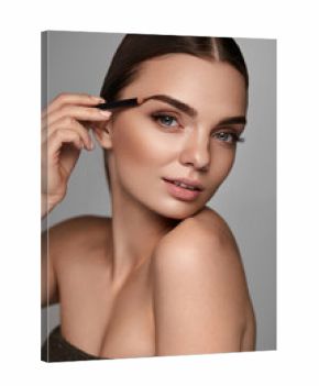 Beautiful Sexy Woman Contouring Eyebrows. Glamorous Makeup