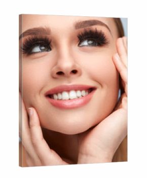 Sexy Girl Perfect Makeup And False Eyelashes. Beauty Cosmetics