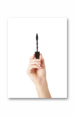 Hand with mascara isolated on white