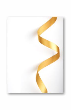 Gold ribbon on a white background.