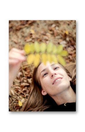 Happy Young girl in the Autumn Forest