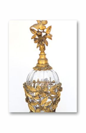 Perfume bottle ornate gold with bird fifties vintage