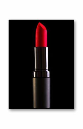 Red lipstick isolated on black background