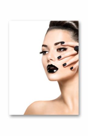Beauty model girl with black make up and long lushes