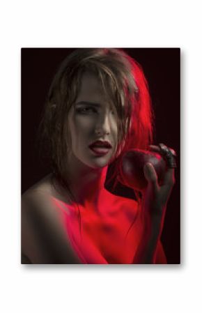 provocative female with juicy apple