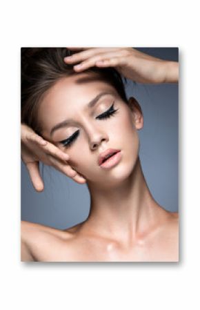 Beautiful girl with long eyelashes and perfect skin. Beauty face.