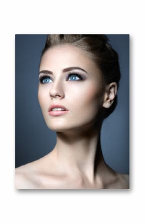 Beautiful girl with a light Nude make-up and blond hair. Beauty