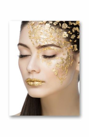 Girl with gilden foil makeup