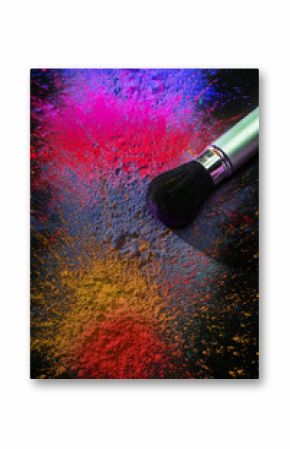 Makeup brush with holi paint