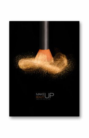 Makeup concept. Cosmetics brush with glowing face powder