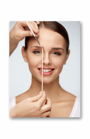 Beautiful Woman With Facial Makeup, Beauty Face Shaping Eyebrows
