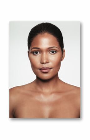 Shirtless young woman with makeup