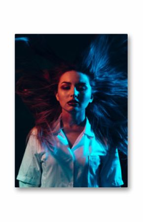 Sexy girl with fashion makeup. Halloween. Hair loss care. Beauty salon and hairdresser. Sexy woman with fashion makeup. Makeup cosmetics skincare. Beauty and fashion. Following her personal style