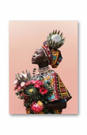 A South African woman flower recreation pineapple.
