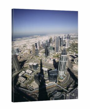 Inspiring  view of Dubai from the observation deck of Burj Khalifa, the world's tallest building.