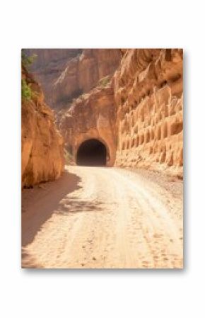 Sunlit Canyon Path Leading to a Tunnel