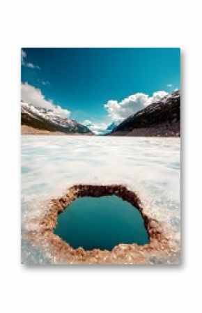 Vertical Wide Empty Glacier Plain with Blue Tone