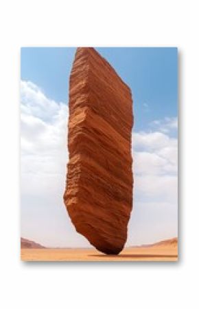 Vertical Red Rock Formation in Arid Landscape