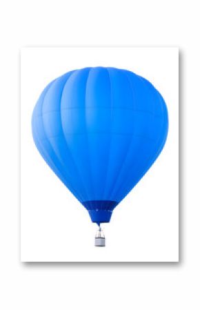 Floated blue Hot-air balloon isolated on white background 