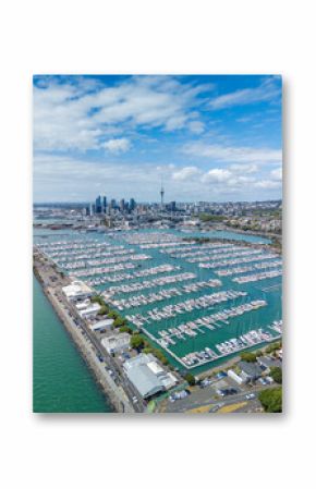 Vertical aerial view of Auckland of New Zealand in daytime