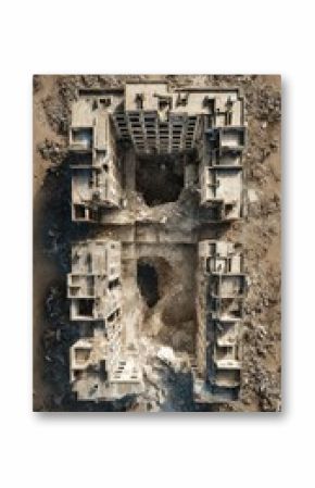Abandoned Building Complex Showing Signs of Destruction and Neglect in an Urban Environment
