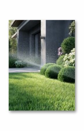 Elegant Garden With Lush Green Grass and Fine Landscaping in Bright Sunlight