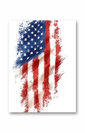 American Flag Design in Artistic Brush Stroke Style on White Background.